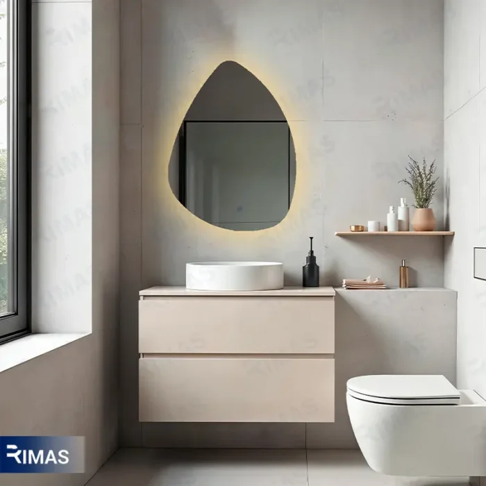 آینه بک لایت قلوه سنگی 80*60 تک تاچ - Image 1