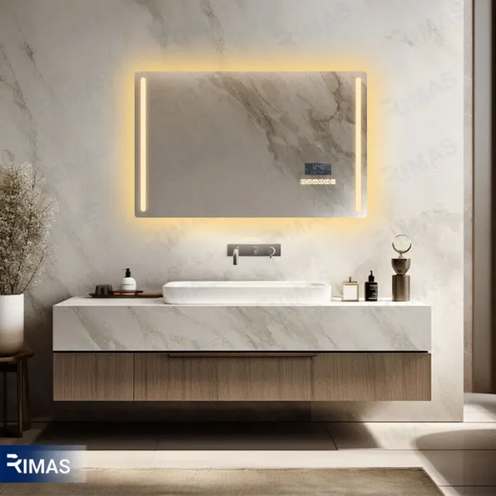 آینه بک لایت ستین مستطیل 80*50 فول آپشن - Image 1