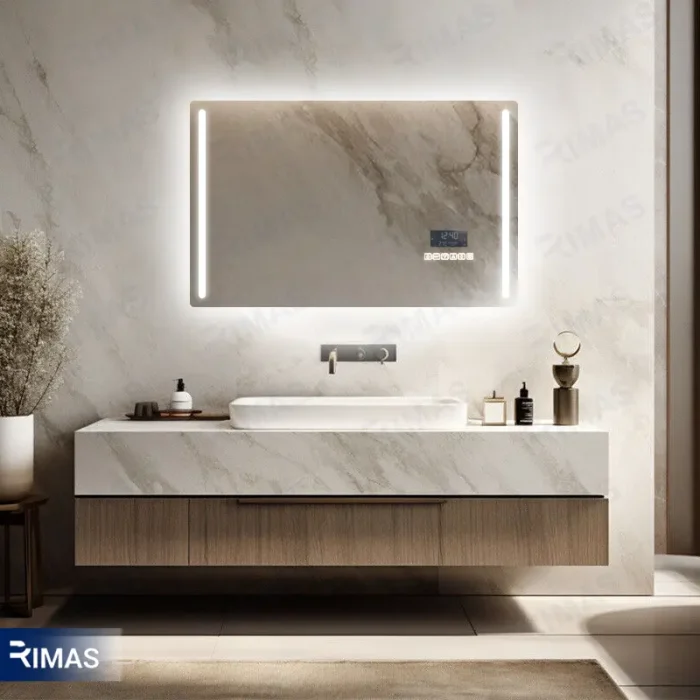 آینه بک لایت ستین مستطیل 80*50 فول آپشن - Image 3
