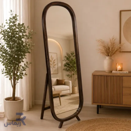 آینه-قدی-چوبی-پایه-خرگوشی--گردویی-تیره